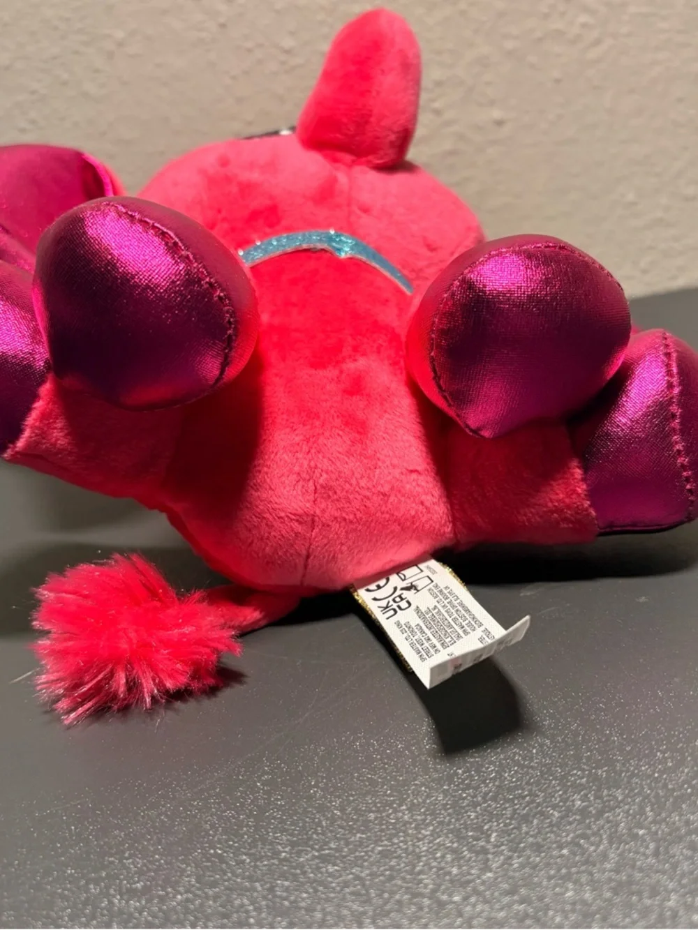 GANZ Bright‎ Pink Elephant Plush with Shiny Magenta Accents